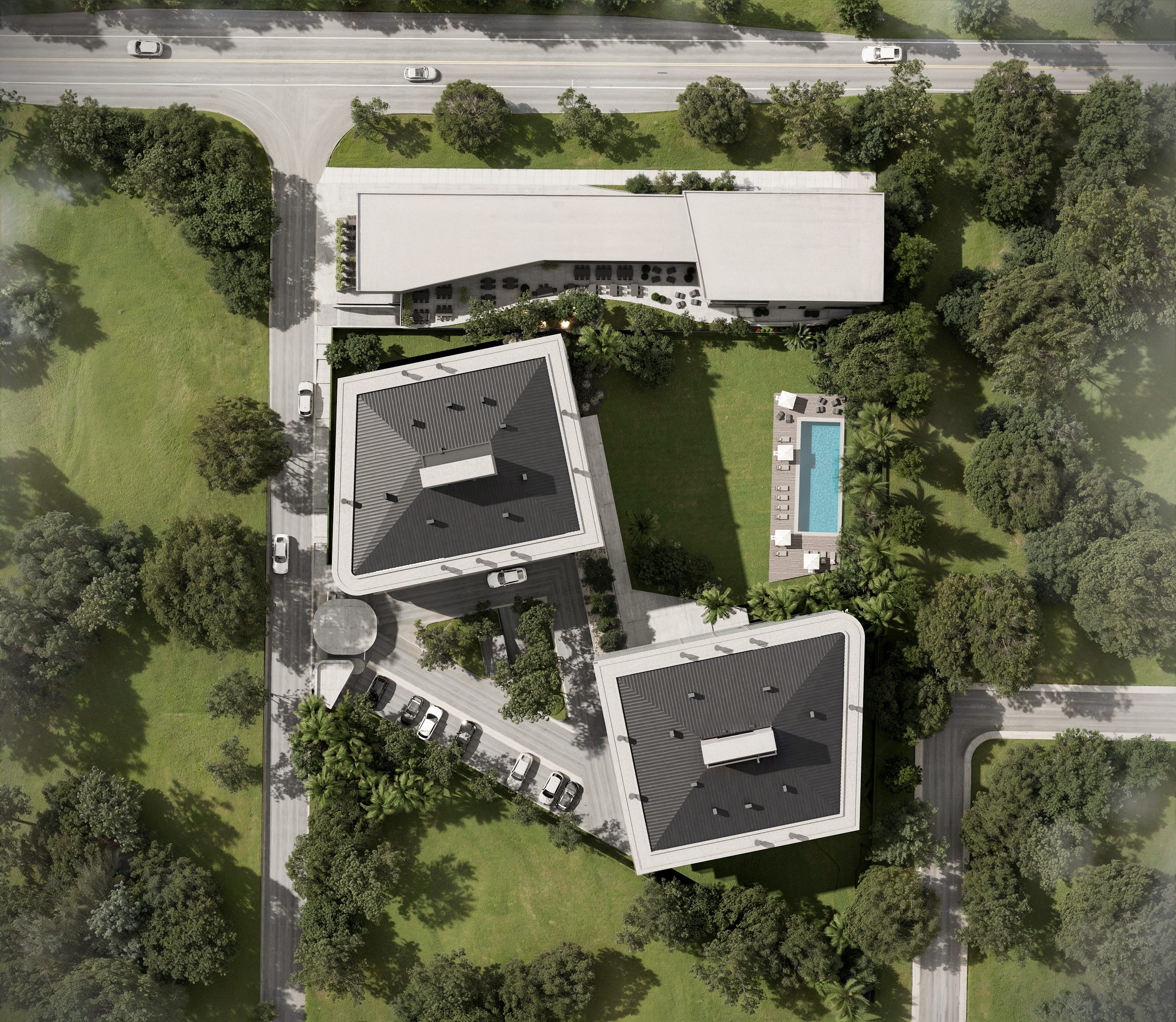 Waldhaus aerial view of the complex